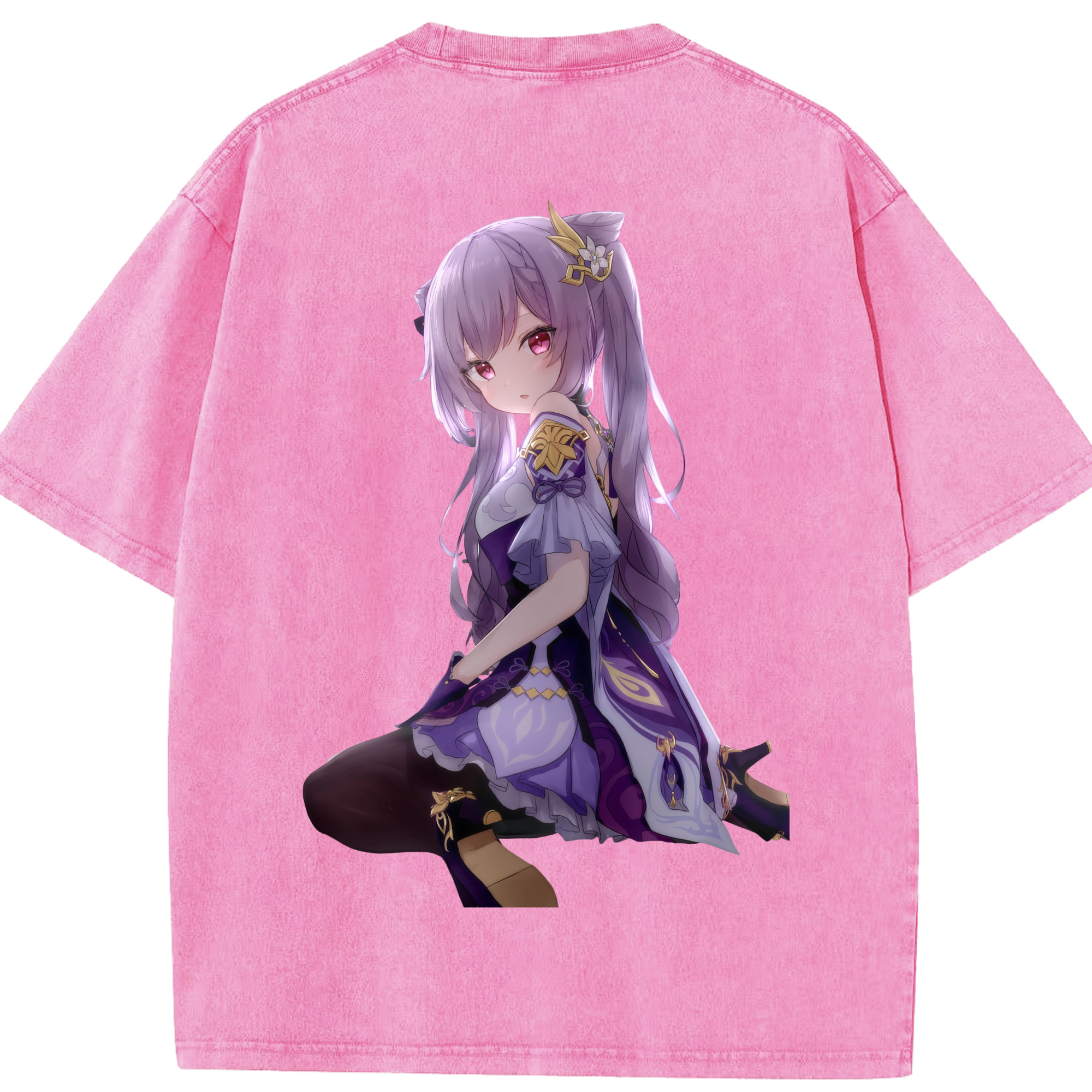 げんし神 刻晴 こくせい genshin Kokusei 綿100% ヴィンテージ風 半袖Tシャツ（背面プリント）